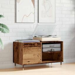 Berkfield Home Record Cabinet Old Wood 84.5x38x48 cm Engineered Wood in Brown - thumbnail 3