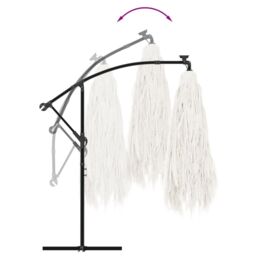 Berkfield Home Garden Parasol with Steel Pole White 246x246x230 cm - Size: 246 x 246 x 230 cm - thumbnail 6