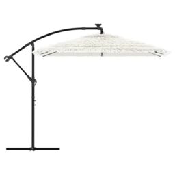 Berkfield Home Garden Parasol with Steel Pole White 246x246x230 cm - Size: 246 x 246 x 230 cm - thumbnail 4