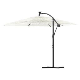 Berkfield Home Garden Parasol with Steel Pole White 246x246x230 cm - Size: 246 x 246 x 230 cm - thumbnail 5
