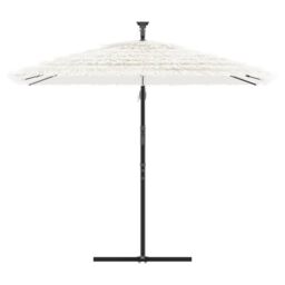 Berkfield Home Garden Parasol with Steel Pole White 246x246x230 cm - Size: 246 x 246 x 230 cm - thumbnail 3