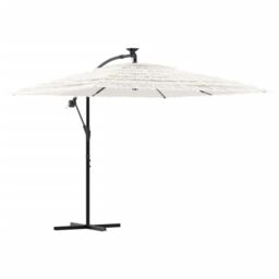 Berkfield Home Garden Parasol with Steel Pole White 246x246x230 cm - Size: 246 x 246 x 230 cm - thumbnail 2