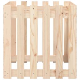 Berkfield Home Garden Planter with Fence Design 60x60x60 cm Solid Wood Pine in Brown - Size: 60 x 60 x 60 cm - thumbnail 5