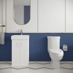 Balterley Cloakroom Floor Standing Vanity Basin, Toilet & Seat - Gloss White - thumbnail 2