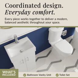 Balterley Cloakroom Floor Standing Vanity Basin, Toilet & Seat - Gloss White - thumbnail 7