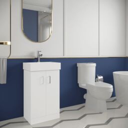 Balterley Cloakroom Floor Standing Vanity Basin, Toilet & Seat - Gloss White - thumbnail 4