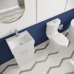 Balterley Cloakroom Floor Standing Vanity Basin, Toilet & Seat - Gloss White - thumbnail 3