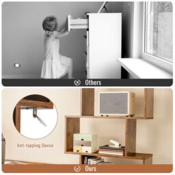 Costway 6-Tier Bookcase Free Standing S-Shaped Style Bookshelf Wooden Display Shelf in Brown - thumbnail 6