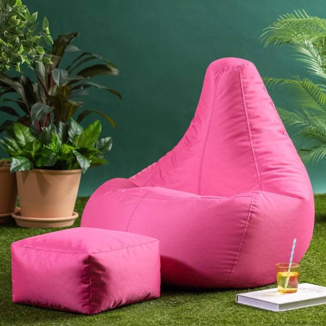 icon Gaming Recliner Indoor & Outdoor Bean Bag with Footstool in Pink - image 1