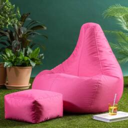 icon Gaming Recliner Indoor & Outdoor Bean Bag with Footstool in Pink - thumbnail 1