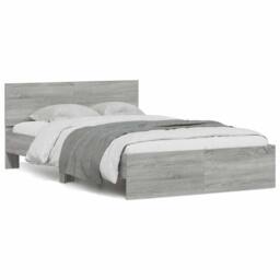 Berkfield Home Durable Bed Frame with Headboard & LED Grey Sonoma 120x190 cm S - Size: Small Double - thumbnail 2