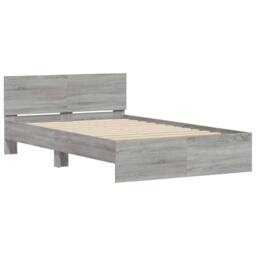 Berkfield Home Durable Bed Frame with Headboard & LED Grey Sonoma 120x190 cm S - Size: Small Double - thumbnail 6