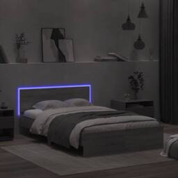 Berkfield Home Durable Bed Frame with Headboard & LED Grey Sonoma 120x190 cm S - Size: Small Double - thumbnail 1