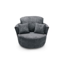Abakus Direct Harriet Crushed Chenille Swivel Chair in Dark Grey - thumbnail 4