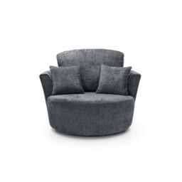 Abakus Direct Harriet Crushed Chenille Swivel Chair in Dark Grey - thumbnail 1