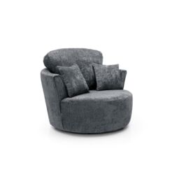 Abakus Direct Harriet Crushed Chenille Swivel Chair in Dark Grey - thumbnail 2