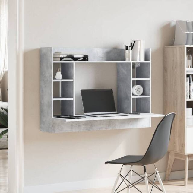 Berkfield Home Modern Wall-Mounted Desk Concrete Grey 105x48x75 cm Engineered Wood - Size: 105 x 48 x 75 cm - image 1