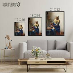 "Artery8 Johannes Vermeer The Milkmaid Framed Canvas Wall Art Print - Size: W12"" x H16""" - thumbnail 4