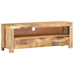 Berkfield Home TV Cabinet 110x30x40 cm Rough Mango Wood in Brown - Size: 110 x 30 x 40 cm - thumbnail 1