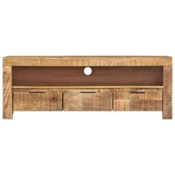 Berkfield Home TV Cabinet 110x30x40 cm Rough Mango Wood in Brown - Size: 110 x 30 x 40 cm - thumbnail 2