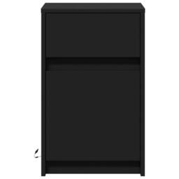 Berkfield Home Stylish Bedside Cabinet with LED Lights Black Engineered Wood - thumbnail 6