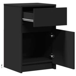Berkfield Home Stylish Bedside Cabinet with LED Lights Black Engineered Wood - thumbnail 9