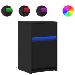 Berkfield Home Stylish Bedside Cabinet with LED Lights Black Engineered Wood - thumbnail 3