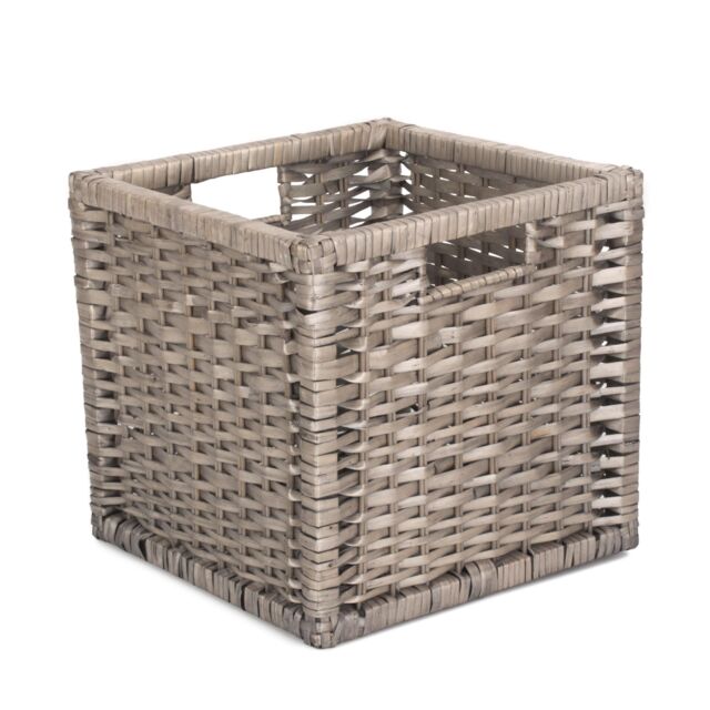 Red Hamper Wicker Wooden Framed Split Willow Storage Basket in Brown - Size: Small - image 1