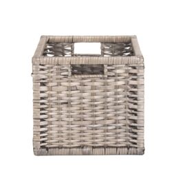 Red Hamper Wicker Wooden Framed Split Willow Storage Basket in Brown - Size: Small - thumbnail 2