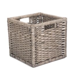 Red Hamper Wicker Wooden Framed Split Willow Storage Basket in Brown - Size: Small - thumbnail 1