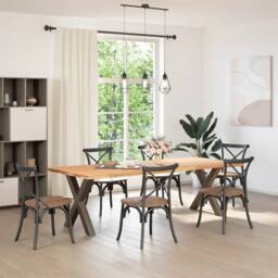 Berkfield Home Dining Table Legs X-Shaped 2 pcs Natural Steel 70x(72-73) cm Steel in Brown - thumbnail 1