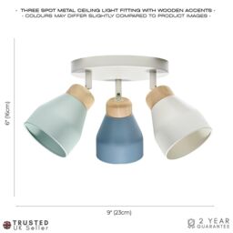 Happy Homewares Contemporary Scandinavian Designed Triple Spot Ceiling Light - thumbnail 6