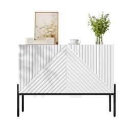Merax White 2 Door Sideboard with Metal Legs - thumbnail 4