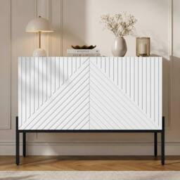 Merax White 2 Door Sideboard with Metal Legs - thumbnail 1