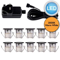 First Choice Lighting Set of 10 - 30mm Black Rim IP67 Warm White LED Decking Kit - thumbnail 7