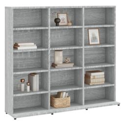 Berkfield Home CD Cabinet Grey Sonoma 102x23x89.5 cm Engineered Wood - thumbnail 3