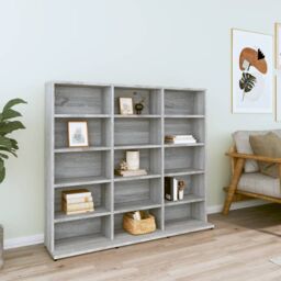 Berkfield Home CD Cabinet Grey Sonoma 102x23x89.5 cm Engineered Wood - thumbnail 1