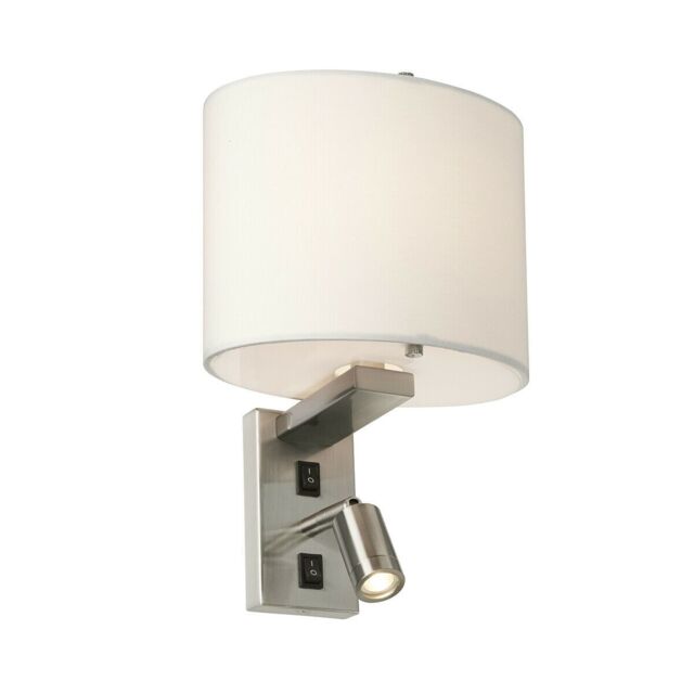 Loops Twin Wall Light Directional LED Spotlights White Round Shade Nickel LED E14 40W in Metallics