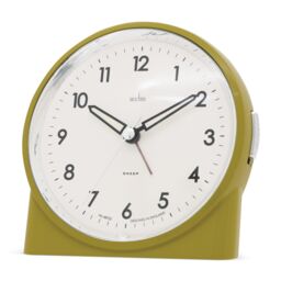 Acctim Arlo Non-Ticking Sweep Luminous Tipped Hands Analogue Backlight Alarm Clock in Olive - thumbnail 2