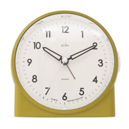 Acctim Arlo Non-Ticking Sweep Luminous Tipped Hands Analogue Backlight Alarm Clock in Olive - thumbnail 1