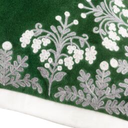 Paoletti Winter Bloom 100% Cotton Embroidered Cushion in Green - Size: 50 cm x 50 cm - thumbnail 4