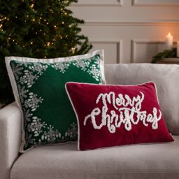 Paoletti Winter Bloom 100% Cotton Embroidered Cushion in Green - Size: 50 cm x 50 cm - thumbnail 6