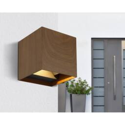 Netlighting Veronika Outdoor Up Down Wall Lamp Wood Look Dark IP54 2x LED 3000K in Brown - thumbnail 6