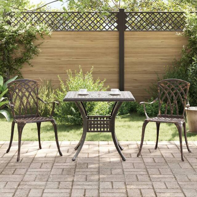 Berkfield Home 3-Piece Garden Bistro Set in Bronze Cast Aluminum