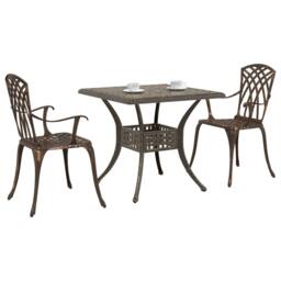 Berkfield Home 3-Piece Garden Bistro Set in Bronze Cast Aluminum - thumbnail 3
