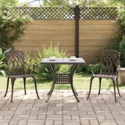 Berkfield Home 3-Piece Garden Bistro Set in Bronze Cast Aluminum - thumbnail 1