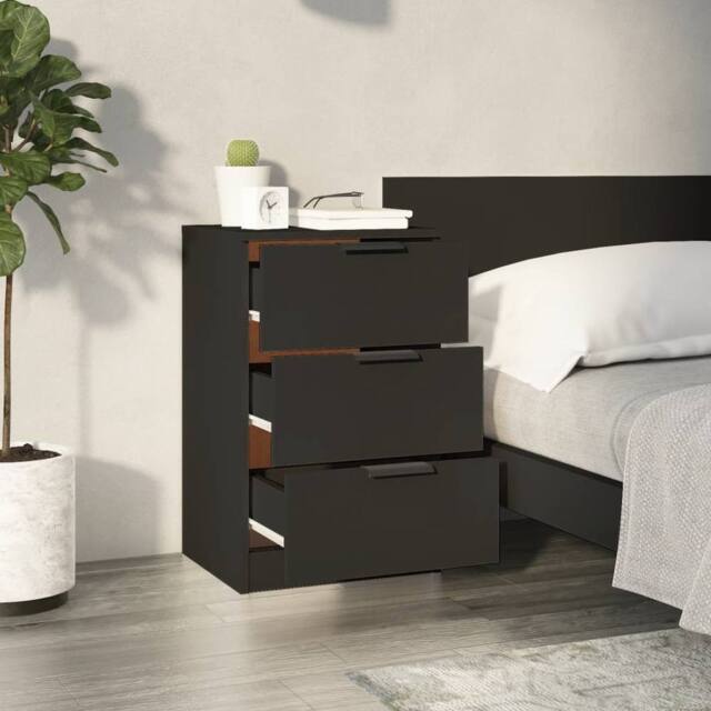 Berkfield Home Modern Bedside Cabinets 2 pcs Black 40x36x65 cm - Size: 40 x 36 x 65 cm - image 1