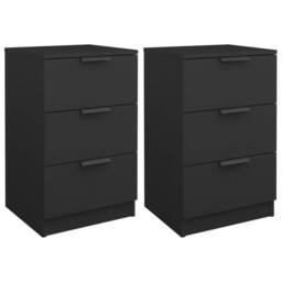 Berkfield Home Modern Bedside Cabinets 2 pcs Black 40x36x65 cm - Size: 40 x 36 x 65 cm - thumbnail 3