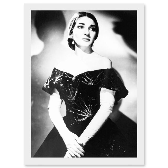 Artery8 Maria Callas Opera Singer Portrait Black White Artwork Framed Wall Art Print A4 - image 1