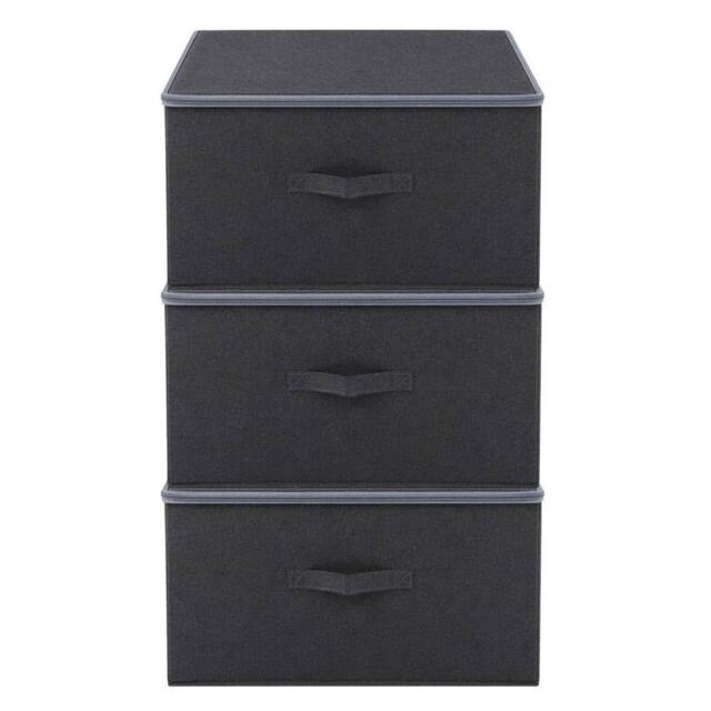 NESTLUNE Storage Boxes 3Pcs Large Foldable Canvas Folding Fabric in Grey - image 1